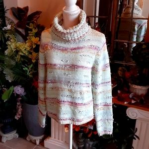 ANTHROPOLOGIE Acrylic Blend Raw Finish Cowl Neck Pullover Size Small